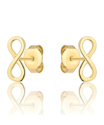 8k Gold Infinity Stud Earrings | Minimalist Symbolic Jewellery