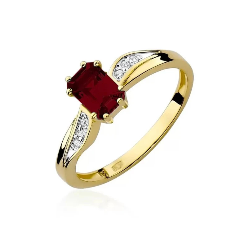Gold ring with diamond EY-94 garnet | GoldJewellery