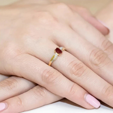 Gold ring with diamond EY-94 garnet | GoldJewellery