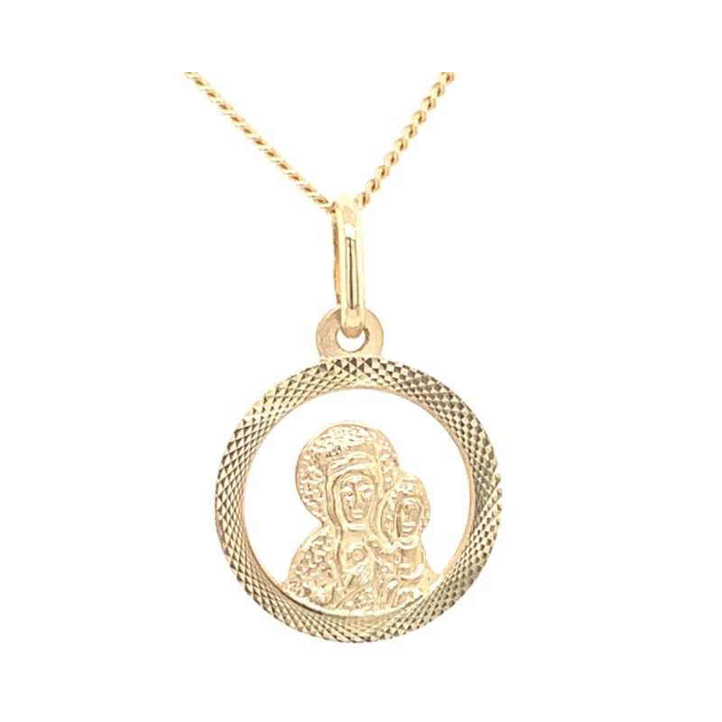 ⭐ Gold medallion of the Virgin Mary and Child in a diamond circle ♥ GoldJewellery