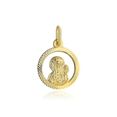 ⭐ Gold medallion of the Virgin Mary and Child in a diamond circle ♥ GoldJewellery