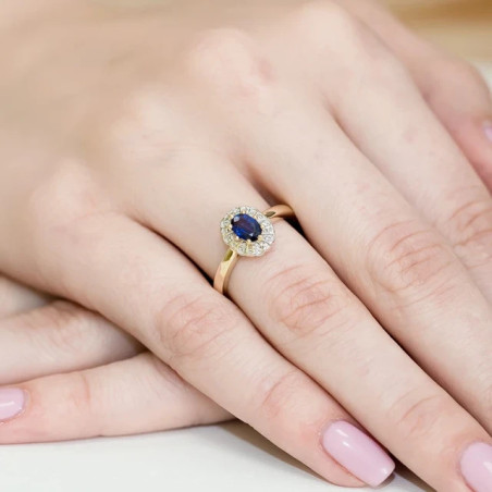 Gold ring with diamond EY-304 sapphire | GoldJewellery