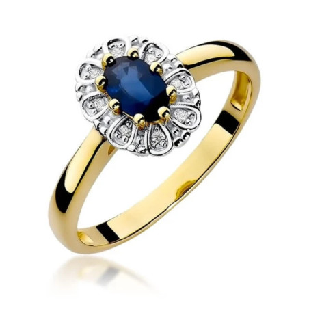 Gold ring with diamond EY-304 sapphire | GoldJewellery