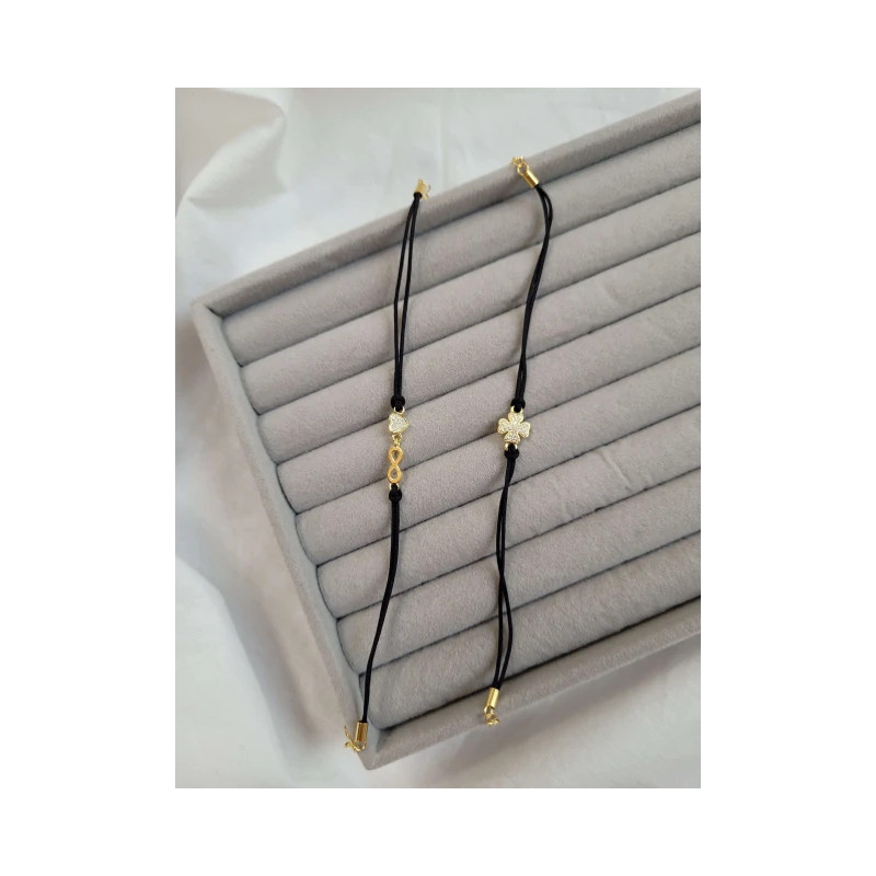 Gold-plated bracelet Black string CLOVER SBZ20 | GoldJewellery Gold-plated bracelet Black string CLOVER SBZ20 | GoldJewellery