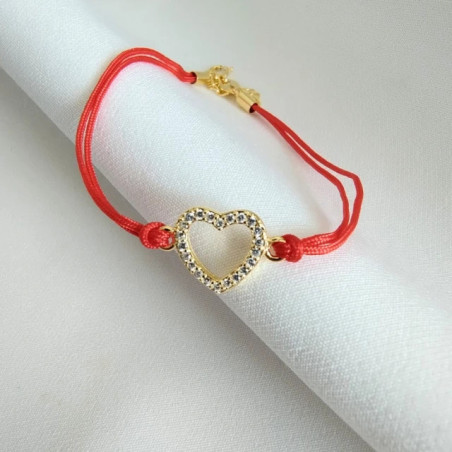Gold-plated bracelet Red string HEART SBZ23 | GoldJewellery
