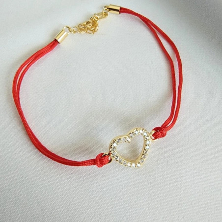 Gold-plated bracelet Red string HEART SBZ23 | GoldJewellery