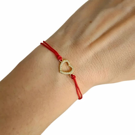 Gold-plated bracelet Red string HEART SBZ23 | GoldJewellery