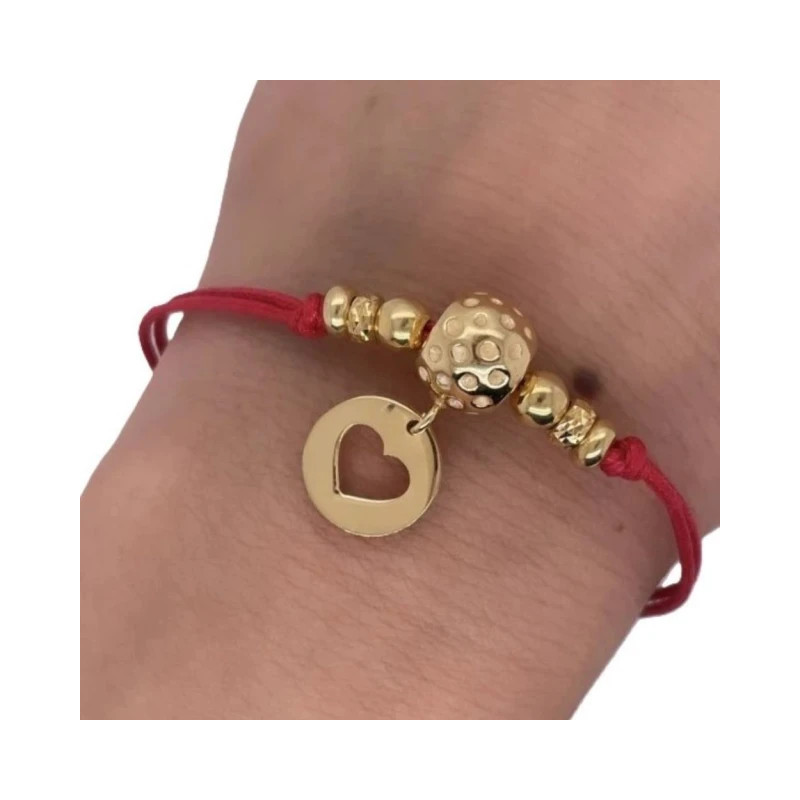 Gold-plated bracelet Red string HEART balls SBZ26 | GoldJewellery Gold-plated bracelet Red string HEART balls SBZ26 | GoldJewellery