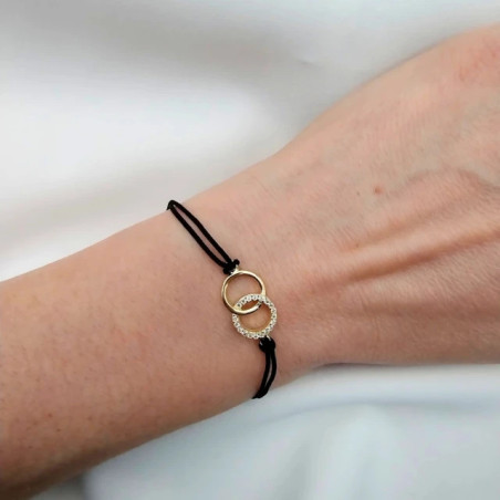 Gold-plated bracelet Black string RINGS SBZ28 | GoldJewellery