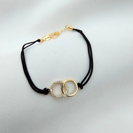Gold-plated bracelet Black string RINGS SBZ28 | GoldJewellery
