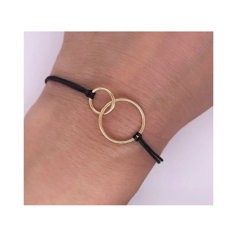 Gold-plated bracelet, black string, RINGS SBZ33| GoldJewellery