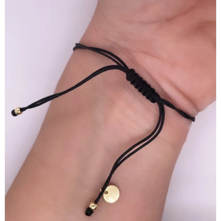 Gold-plated bracelet, black string, RINGS SBZ33| GoldJewellery