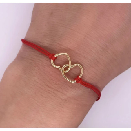 Gold-plated bracelet Red string HEARTS SBZ35| GoldJewellery