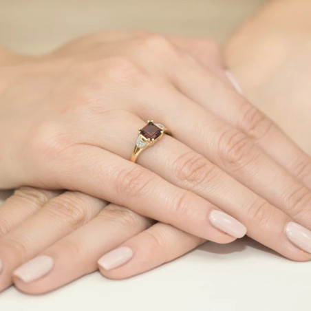 Gold ring with diamond EY-40B garnet | GoldJewellery