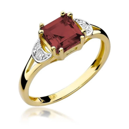 Gold ring with diamond EY-40B garnet | GoldJewellery