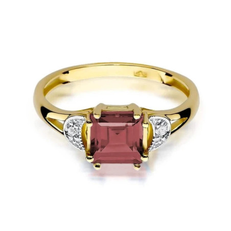 Gold ring with diamond EY-40B garnet | GoldJewellery