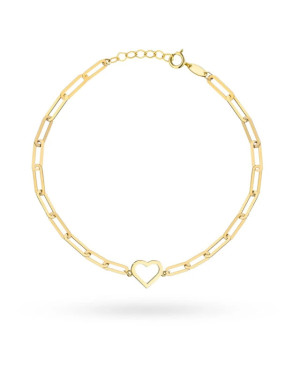 Gold bracelet with delicate links and heart outline