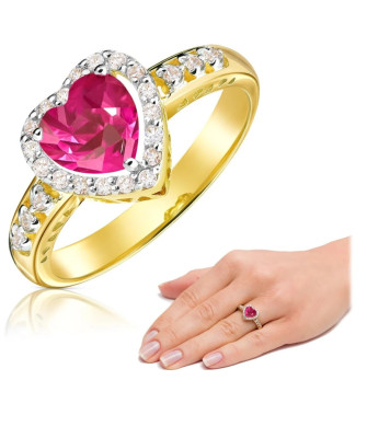 Gold Engagement Ring 14k Ruby Heart