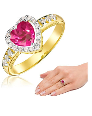 Gold Engagement Ring 14k Ruby Heart