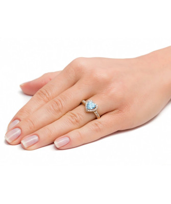 14k Gold Engagement Ring Blue Heart – Romantic Gold Heart Ring