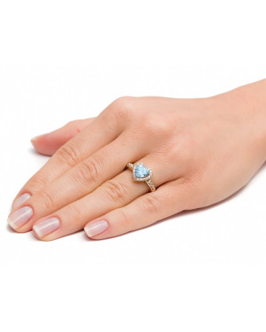 14k Gold Engagement Ring Blue Heart – Romantic Gold Heart Ring