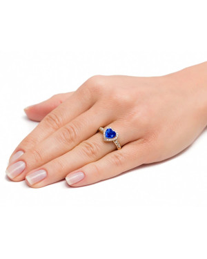 14k Gold Engagement Ring with Sapphire Heart