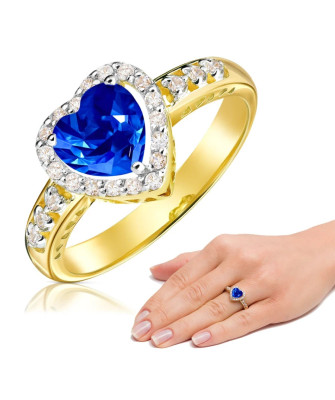 14k Gold Engagement Ring with Sapphire Heart