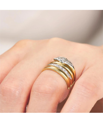 Woven 8k Gold Snake Ring with Cubic Zirconia