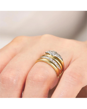 Woven 8k Gold Snake Ring with Cubic Zirconia