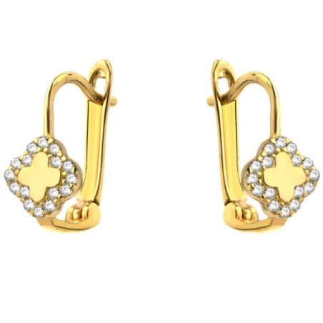 ⭐ Gold clover earrings with zircons outside ♥ GoldJewellery