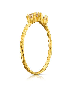 8ct Gold Braided Cubic Zirconia Ring