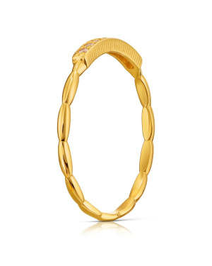 Woven 8k Gold Ring with White Zirconia Line