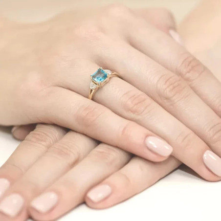 Gold ring with diamond EY-40B topaz | GoldJewellery