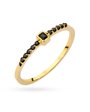 Elegant 14k thin gold ring set with black zirconia. A delicate, modern piece perfect for everyday wear or gifting. Shop premium