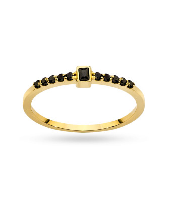 Elegant 14k thin gold ring set with black zirconia. A delicate, modern piece perfect for everyday wear or gifting. Shop premium