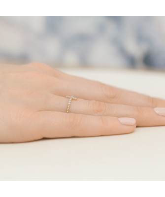 14k Gold Ring with Zirconia Cross