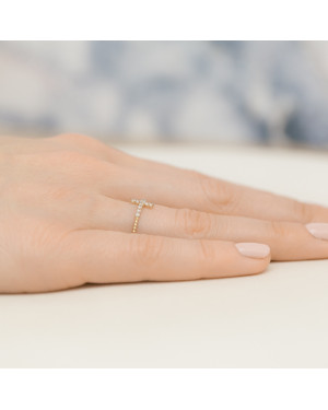 14k Gold Ring with Zirconia Cross