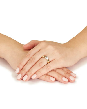 14k Gold Ring With Large Brilliant Stone | Minimalist Gold Ring