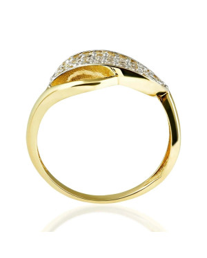 14k Gold Ring With Zirconia Leaf – Elegant Nature-Inspired Ring