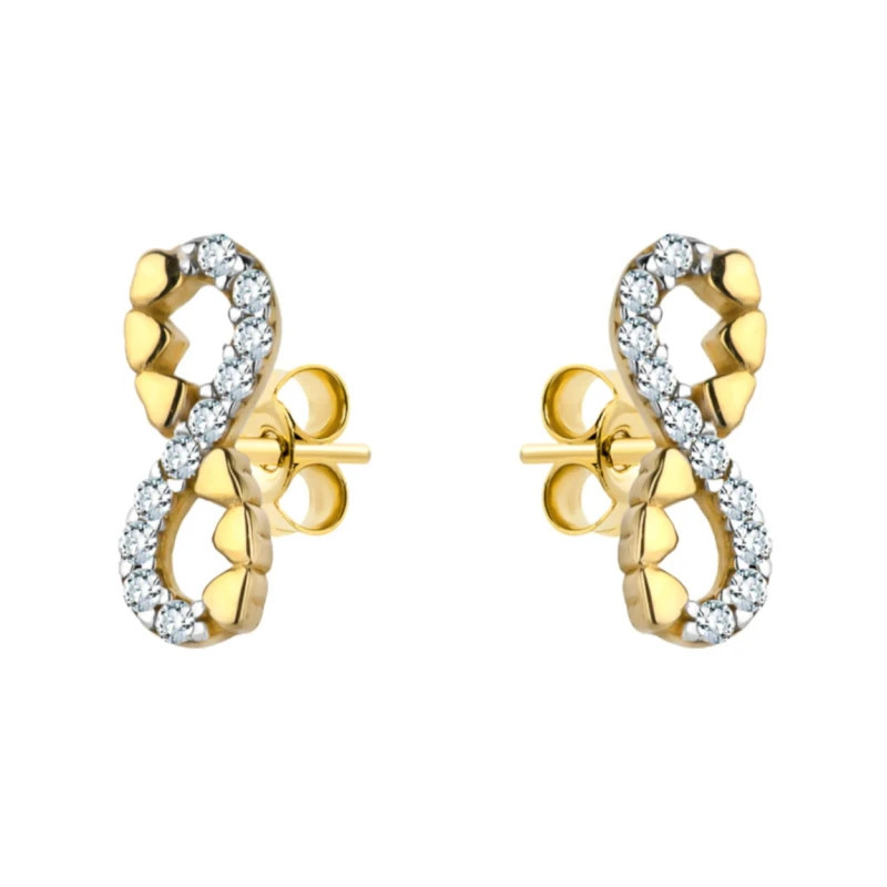 ⭐ Gold earrings with infinity sign, zircons and hearts ♥ GoldJewellery