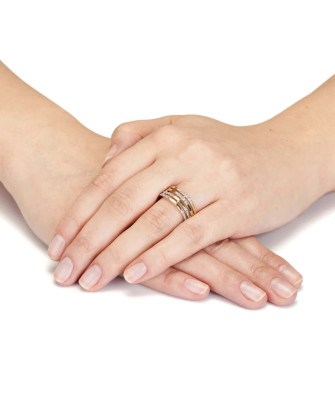 Wide 14k Gold Ring With Cubic Zirconia – Elegant Women’s Gold Ring