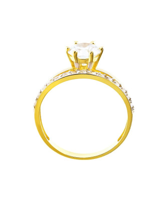 Large Stone 14k Gold Ring With Cubic Zirconia