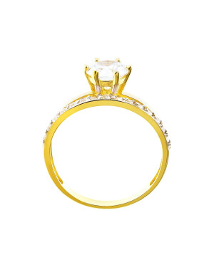 Large Stone 14k Gold Ring With Cubic Zirconia