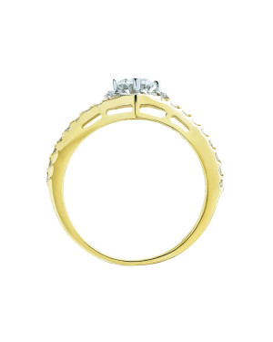 14k Gold Ring with Black Zirconia – Halo & Split Band Design