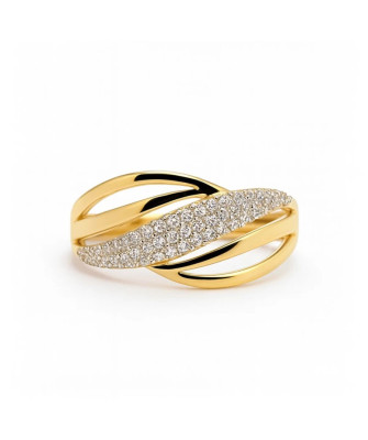 14k Gold Interwoven Zirconia Ring – Elegant Modern Gold Ring