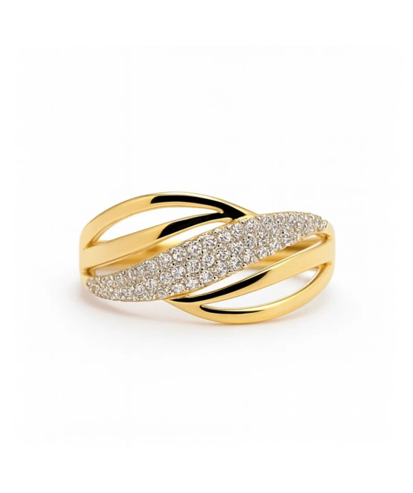 14k Gold Interwoven Zirconia Ring – Elegant Modern Gold Ring