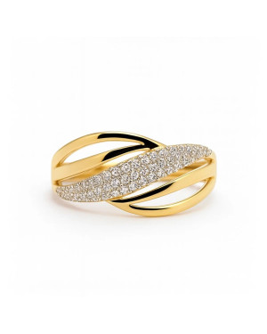 14k Gold Interwoven Zirconia Ring – Elegant Modern Gold Ring