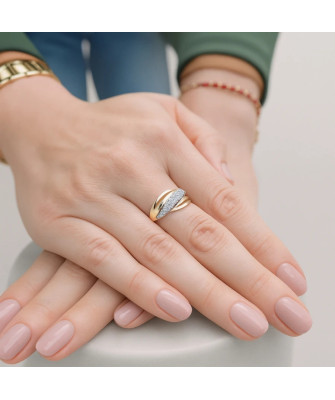 14k Gold Interwoven Zirconia Ring – Elegant Modern Gold Ring