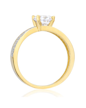 14k Gold Ring With Cubic Zirconia – Elegant Two-Tone Design