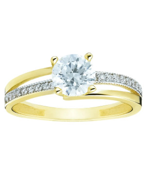 14k Gold Ring With Cubic Zirconia – Elegant Two-Tone Design